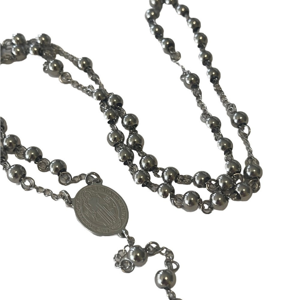 Rosary Stainless Steel Mens 18 Inches Beads Cross 
New with tags - Picture 5 of 7